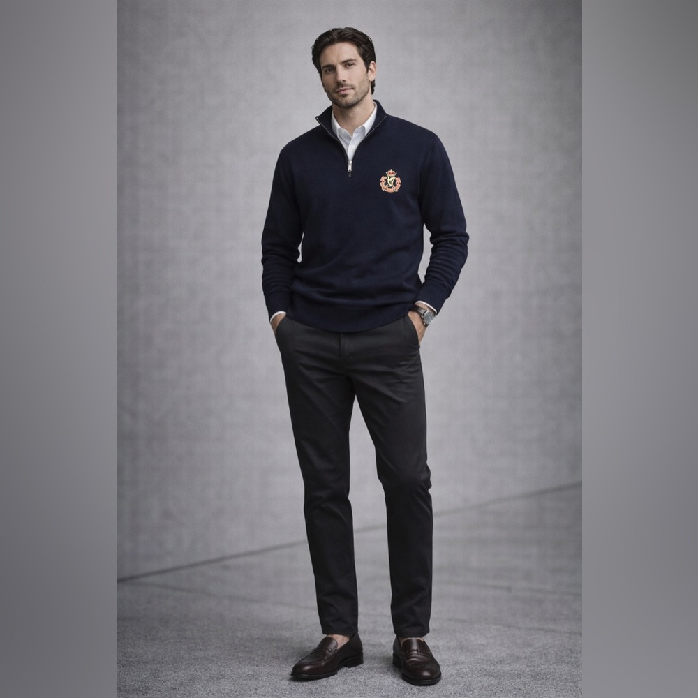 Lyle‎ & Scott Golf Quarter Zip Wool Sweater XXL • Classiccore Preppy